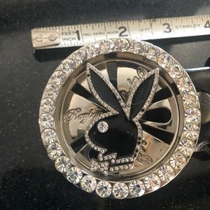 Playboy black leather belt